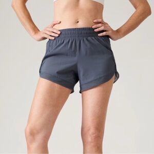Athleta Women's Gray Mesh Racer Run Athletic Shorts Size XS‎
